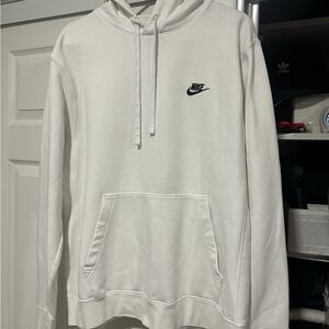 Nike White Hoodie with Small Black Swoosh
